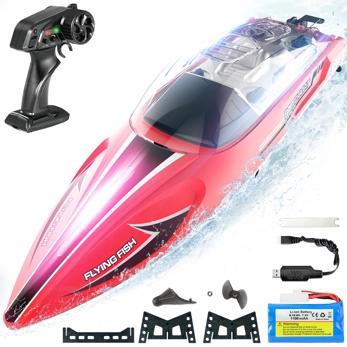 Unleash the Beast: 14-Inch RC Boat! Blast Across Lakes & Pools at 25 KM/H - See Through Hull!